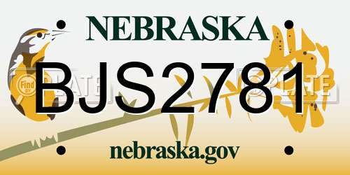 BJS2781 Nebraska License Plate