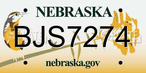 BJS7274 Nebraska License Plate