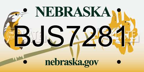 BJS7281 Nebraska License Plate
