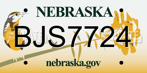 BJS7724 Nebraska License Plate