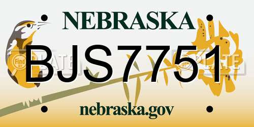 BJS7751 Nebraska License Plate