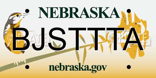 BJSTTTA Nebraska License Plate