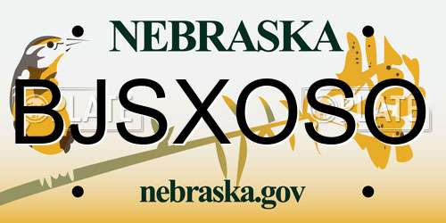 BJSXOSO Nebraska License Plate