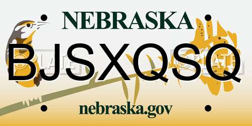 BJSXQSQ Nebraska License Plate