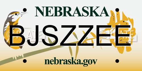 BJSZZEE Nebraska License Plate