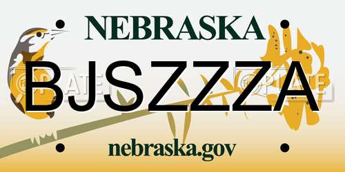 BJSZZZA Nebraska License Plate
