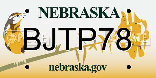 BJTP78 Nebraska License Plate