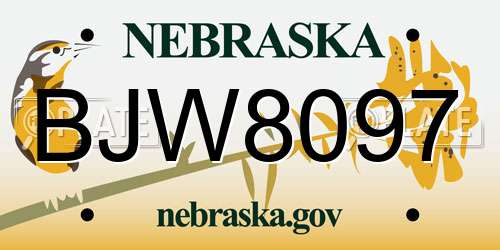 BJW8097 Nebraska License Plate