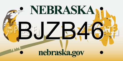 BJZB46 Nebraska License Plate