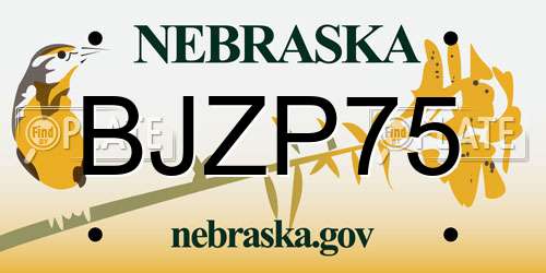 BJZP75 Nebraska License Plate