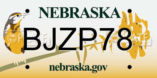 BJZP78 Nebraska License Plate