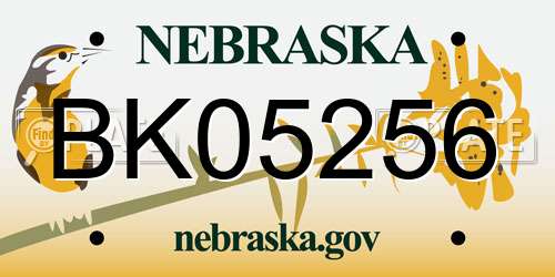 BK05256 Nebraska License Plate