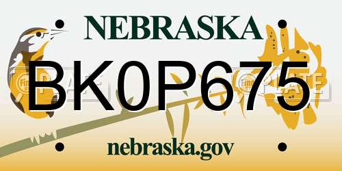 BK0P675 Nebraska License Plate