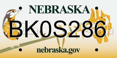 BK0S286 Nebraska License Plate