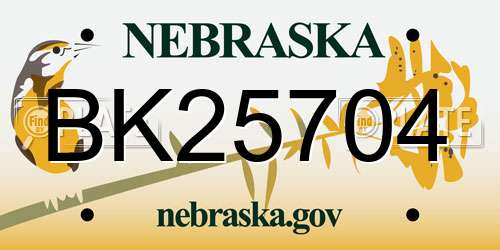 BK25704 Nebraska License Plate