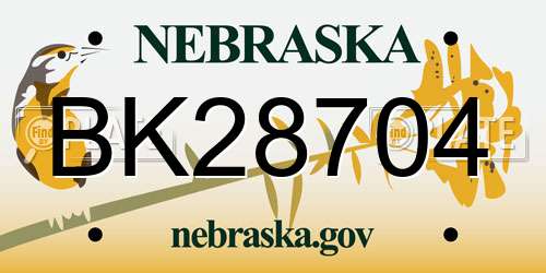 BK28704 Nebraska License Plate