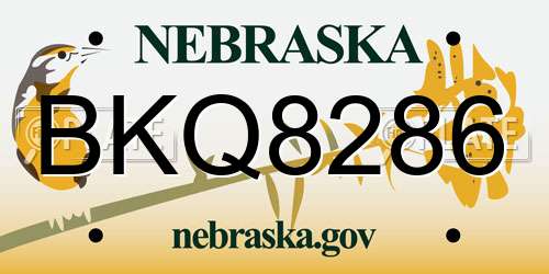 BKQ8286 Nebraska License Plate