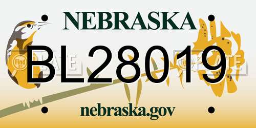 BL28019 Nebraska License Plate