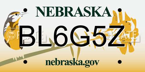 BL6G5Z Nebraska License Plate