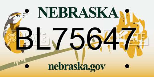 BL75647 Nebraska License Plate