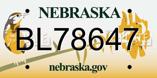 BL78647 Nebraska License Plate