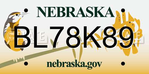 BL78K89 Nebraska License Plate