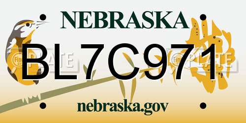 BL7C971 Nebraska License Plate