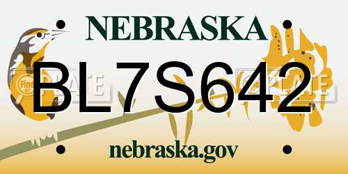 BL7S642 Nebraska License Plate
