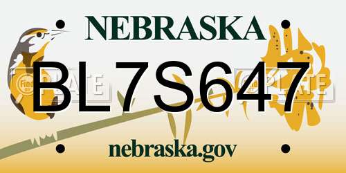 BL7S647 Nebraska License Plate