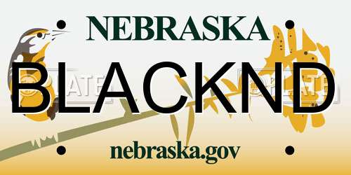 BLACKND Nebraska License Plate