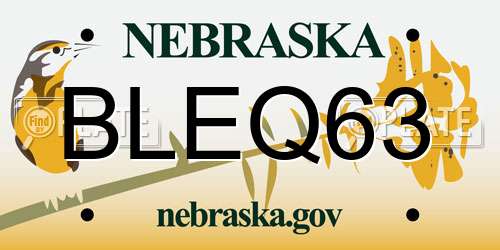 BLEQ63 Nebraska License Plate