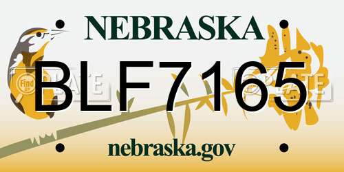 BLF7165 Nebraska License Plate