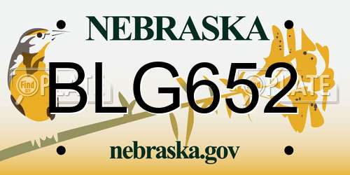BLG652 Nebraska License Plate