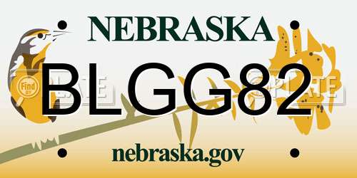 BLGG82 Nebraska License Plate