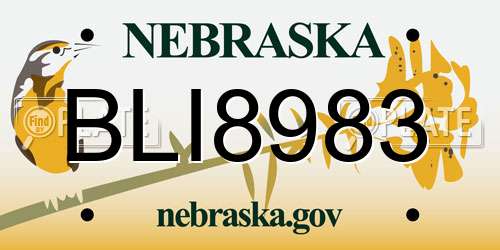BLI8983 Nebraska License Plate