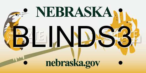 BLINDS3 Nebraska License Plate