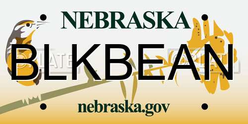 BLKBEAN Nebraska License Plate