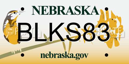 BLKS83 Nebraska License Plate