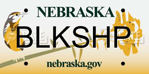 BLKSHP Nebraska License Plate