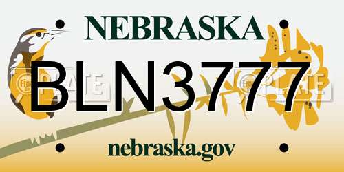 BLN3777 Nebraska License Plate