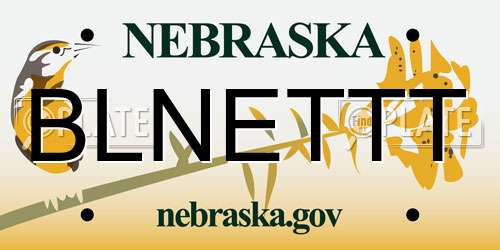 BLNETTT Nebraska License Plate