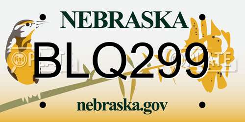 BLQ299 Nebraska License Plate