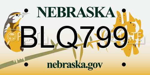 BLQ799 Nebraska License Plate
