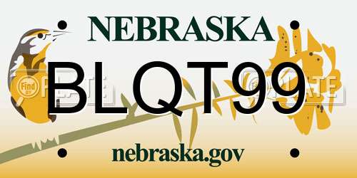 BLQT99 Nebraska License Plate