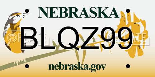 BLQZ99 Nebraska License Plate