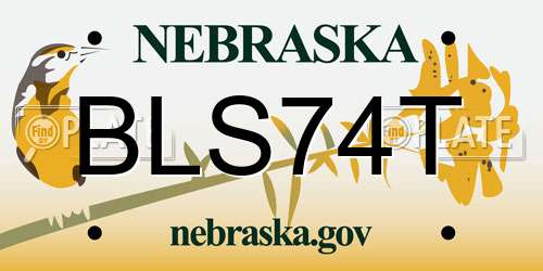 BLS74T Nebraska License Plate