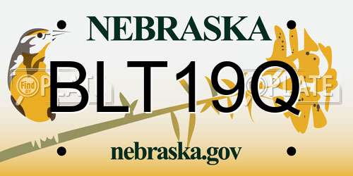 BLT19Q Nebraska License Plate