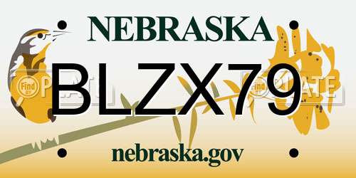 BLZX79 Nebraska License Plate