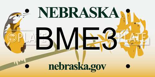 BME3 Nebraska License Plate