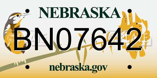 BN07642 Nebraska License Plate